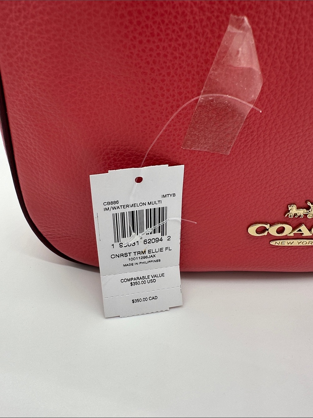Coach Pebbled Leather Crossbody in Coral Red with Gold Hardware - Picture 11 of 11